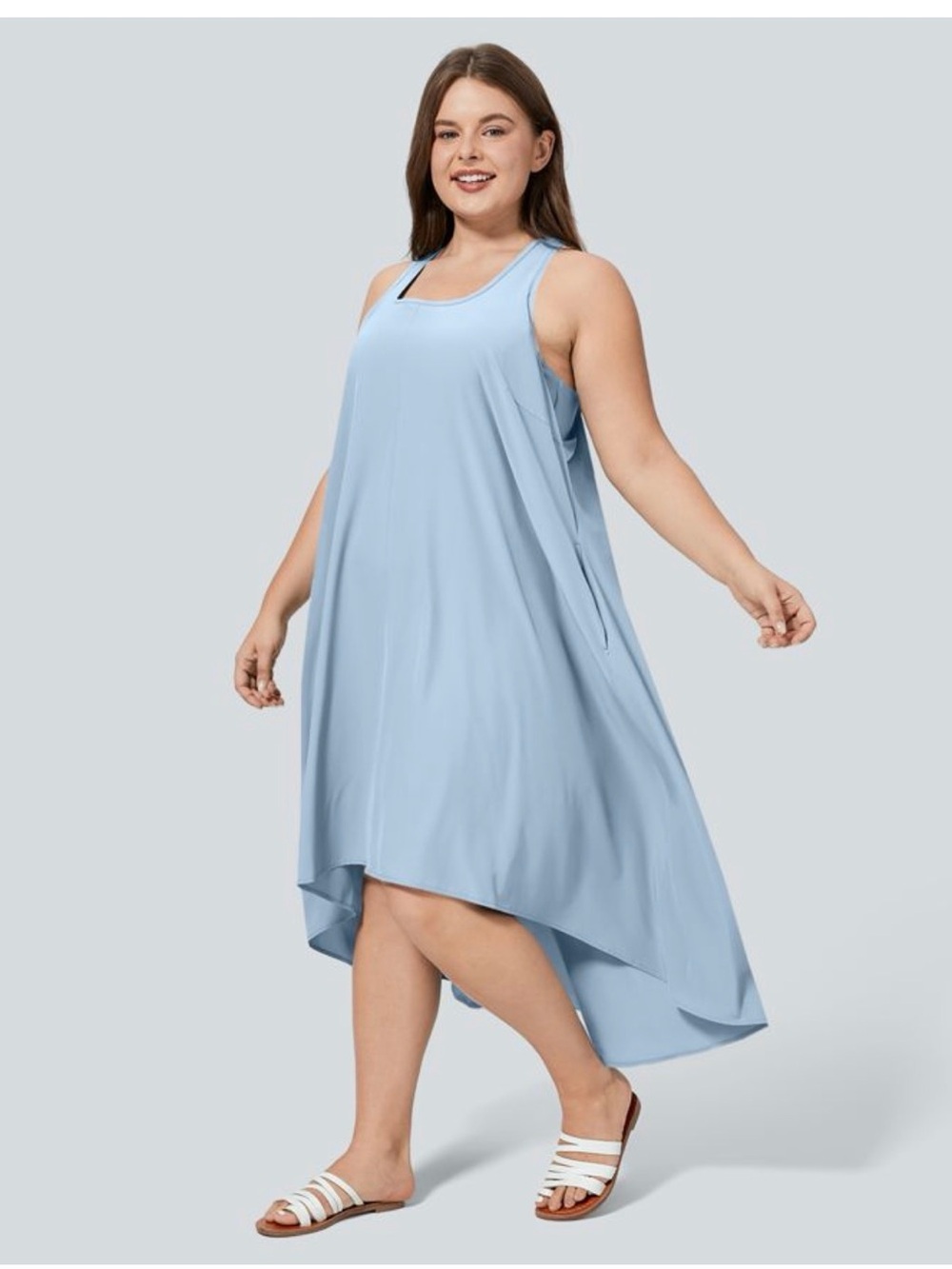 Halara Breezeful™ RacerPocket High Low Flowy Midi Quick Dry Dress 3X